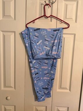 ' Blue Printed Pajama Set - Cozy Weekend Sleepwear